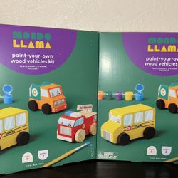 Paint Your Own Wooden Vehicles Mondo Llama DIY Art Kit With Stickers & Acrylic Paint For Kids