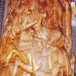 One of a kind wood carving large statue