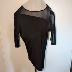 INC International Concepts Black Sheer Blouse