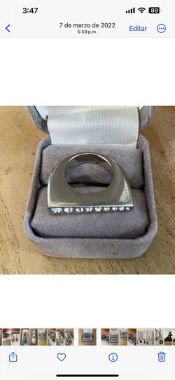 Anillo stainlend size 7 piedras zirconia joyería antigua