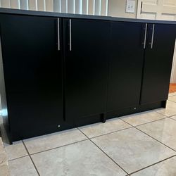 Pair Of Black Cabinets With Shelves- 32”Lx17”Wx36”H