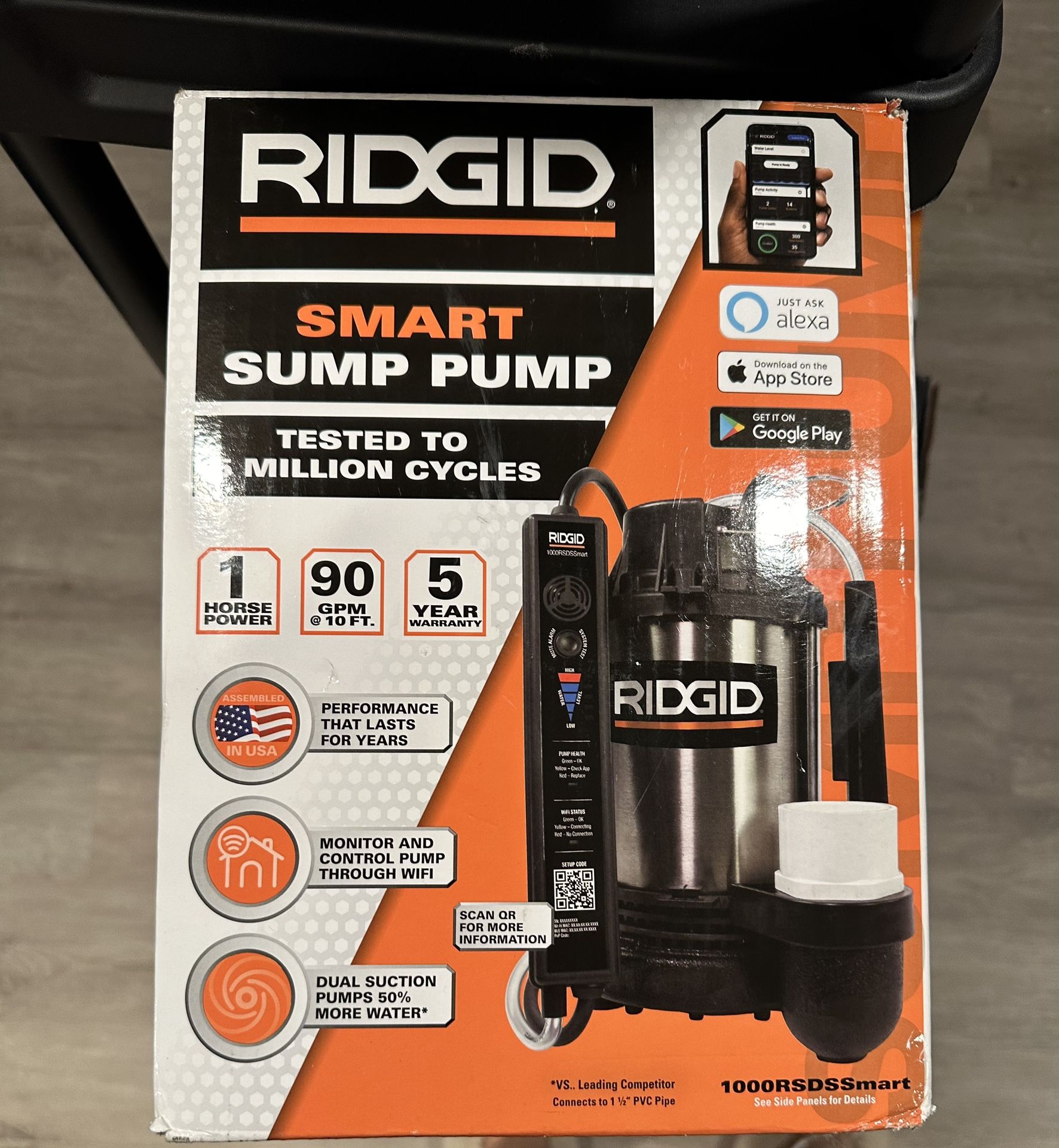 RIDGID 1 hp. Stainless Steel Smart Dual Suction Sump Pump
