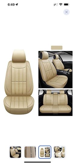 AOOG Leather Car Seat Covers, Leatherette Automotive Vehicle Cover for Cars SUV Pick-up Truck, Universal Non-Slip Vehicle Cover Waterproof Interior Ac