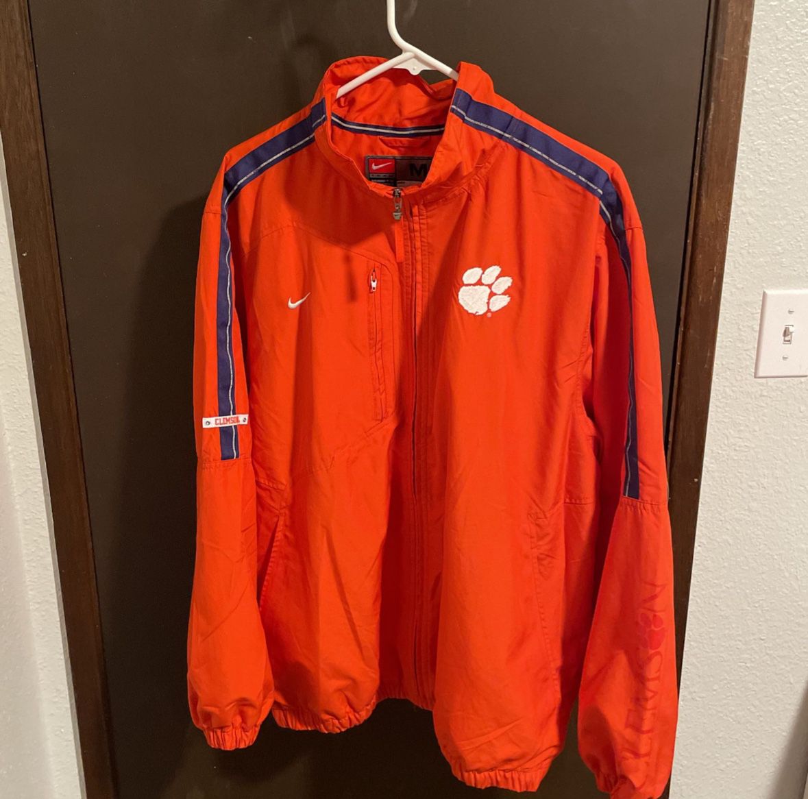 Nike Clemson University Authentic Team Apparel Track Jacket Orange Purple White