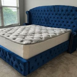 Navy Blue King Size Platform Bed - Atlanta Same Day Delivery 