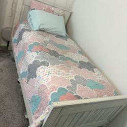 Twin Wood Bed White Wash Color 