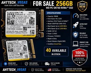 Brand New WD PC SN740 256GB NVMe Gen4 SSD – 40 Available