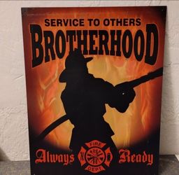 Firefighter metal tin wall sign
