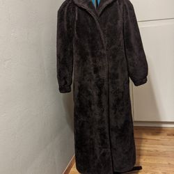 Full length plush women's coat