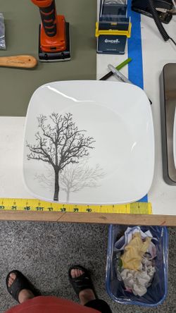 Corelle Timber Shadows Square plates. 5 dinner 2 salad. $25 for the set