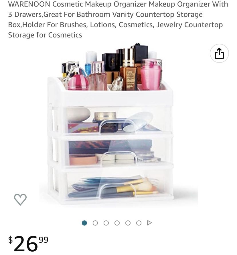 WARENOON Cosmetic Makeup Organizer Makeup Organizer With 3 Drawers, Great For Bathroom Vanity Countertop Storage Box,Holder For Brushes, Lotions, Cosm