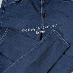 Womens Old Navy Denim Blue Jeans Pants 16L 36x31.5x11 Rise. Pop Icon Skinny. East Or West