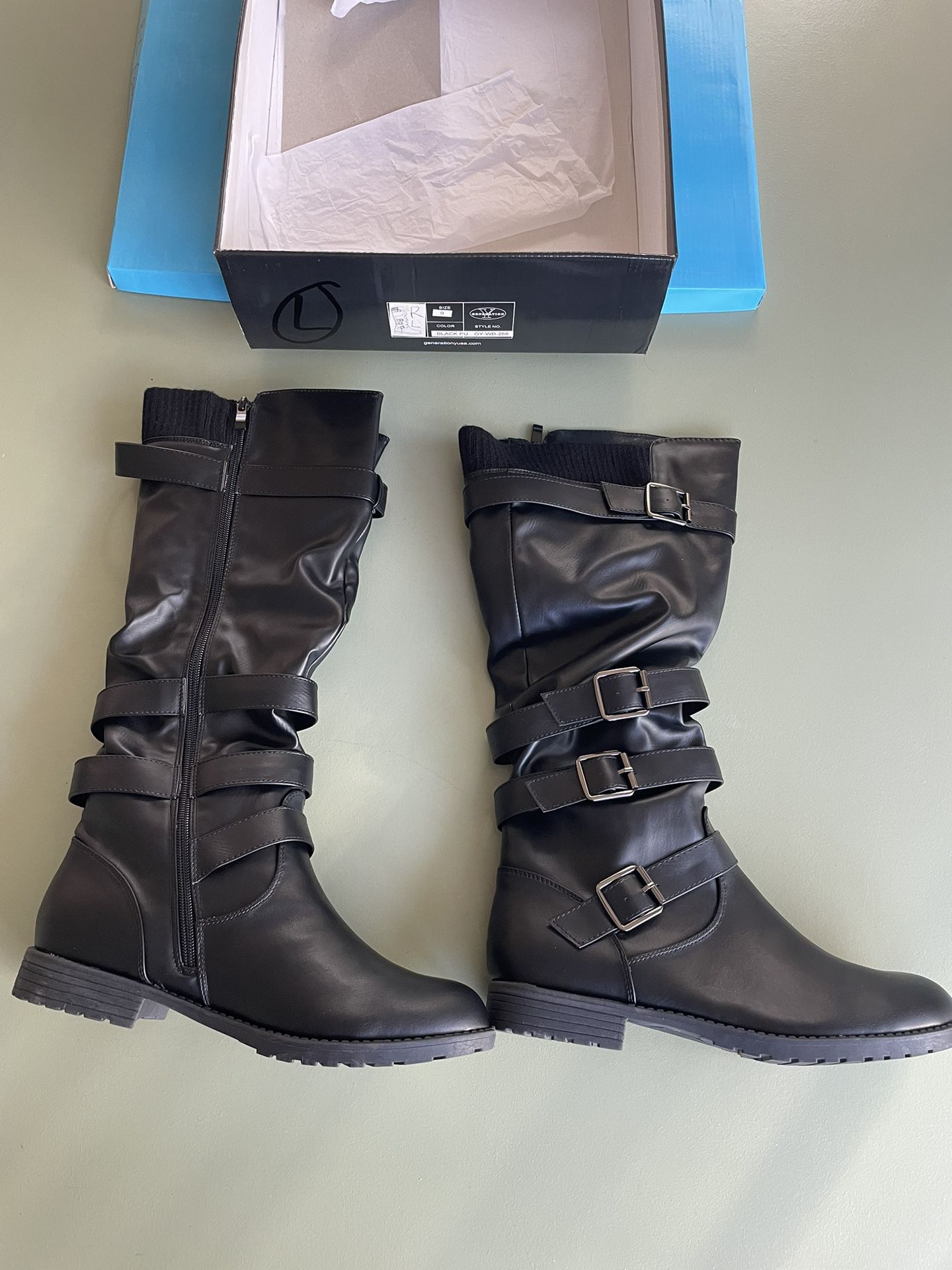 BLACK BOOTS - NEW IN BOX - SIZE 9