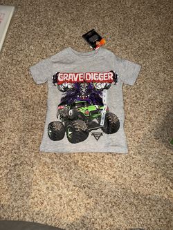 Toddler Monster Jam Gravedigger Cartoon Reaper Monster Truck T Shirt Size 4