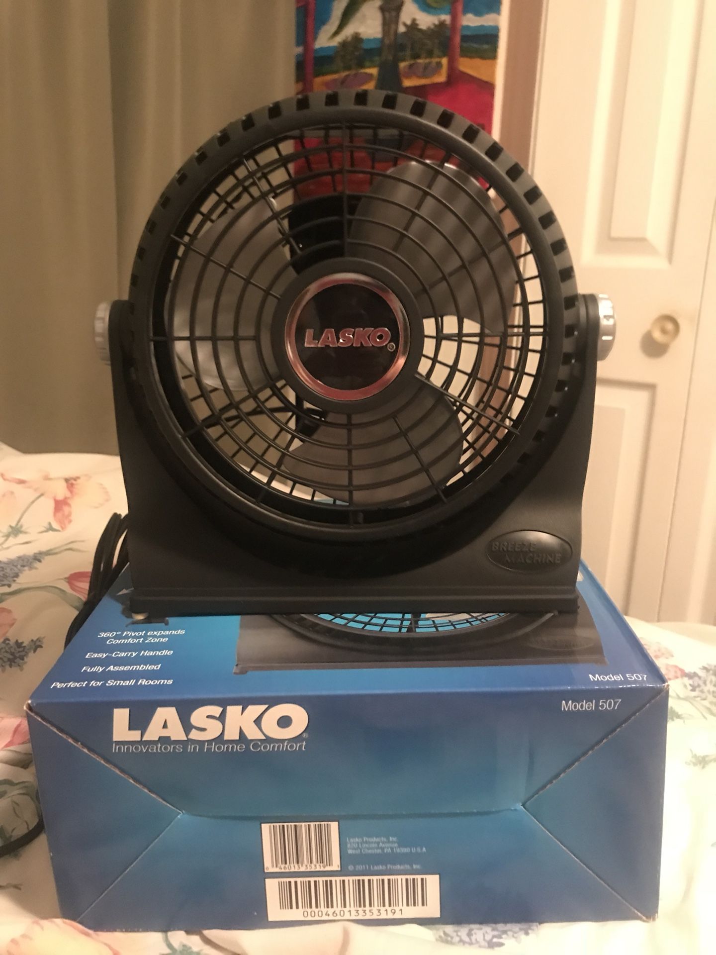 Lasko 507 10-Inch Breeze Machine Floor or Table Fan, Black