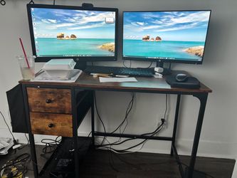 HP Dual Monitor Computer Desk with Drawers – Great Condition