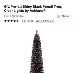 6 Ft. Pre-lit Black Tree 