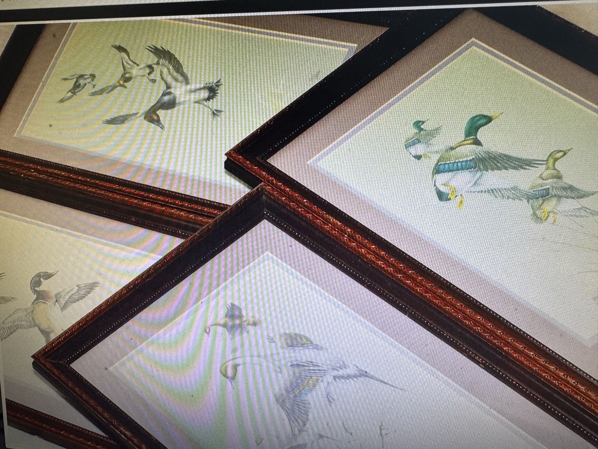 Vintage Collectible Harry Moeller 4 Art Prints Geese Framed Wall Decor