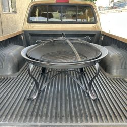 Hampton Bay Sadler Round Steel Wood Fire Pit in Bronze w/Spark Screen & Poker