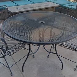 Metal Table and 2 Rocker Chairs