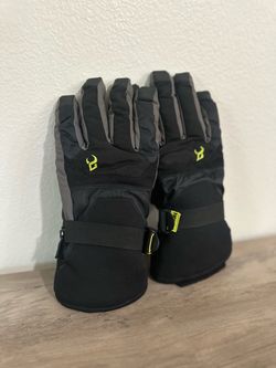 Insulated Winter Snow Gloves Black Gray . Large