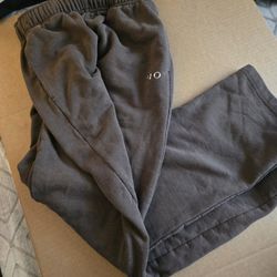 alo Grey joggers with silver alo logo missing the L 