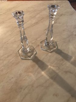 Crystal two clear glass candle holder