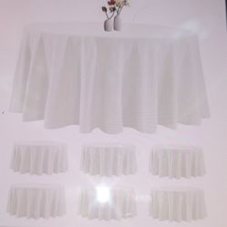 Six New Ivory Table Cloths 132"