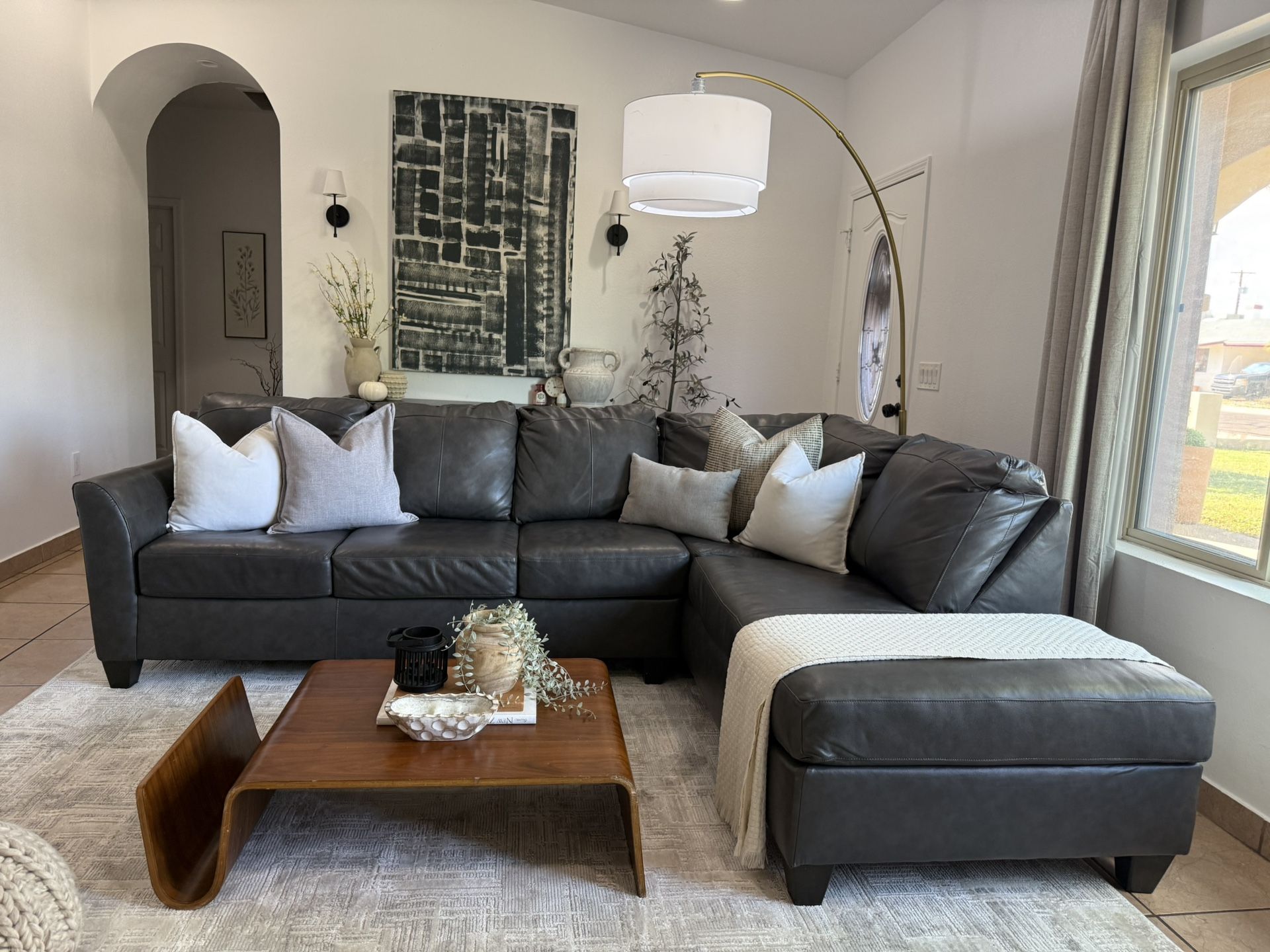 Leather sectional couch