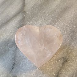 1.8" Approximately Rose Quartz Heart Bolw Quartz Crystal