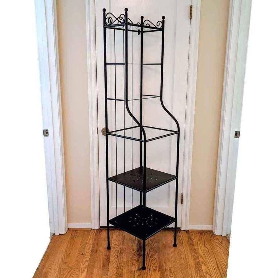 Ikea RONNSKAR 6-tier metal glass tall narrow shelf shelving unit bathroom kitchen hallway tower display