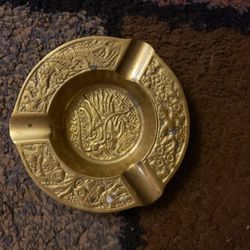 Beautiful Brass dragon and Animal ashtray
