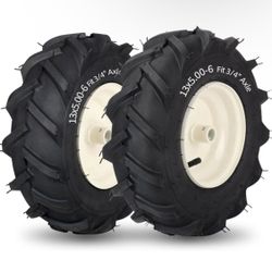 lot Of 2 New Other GiCool 13x5.00-6" Tiller Tire and Wheel With 3/4" Axle Size & 3-1/8" Centered Hub, Black