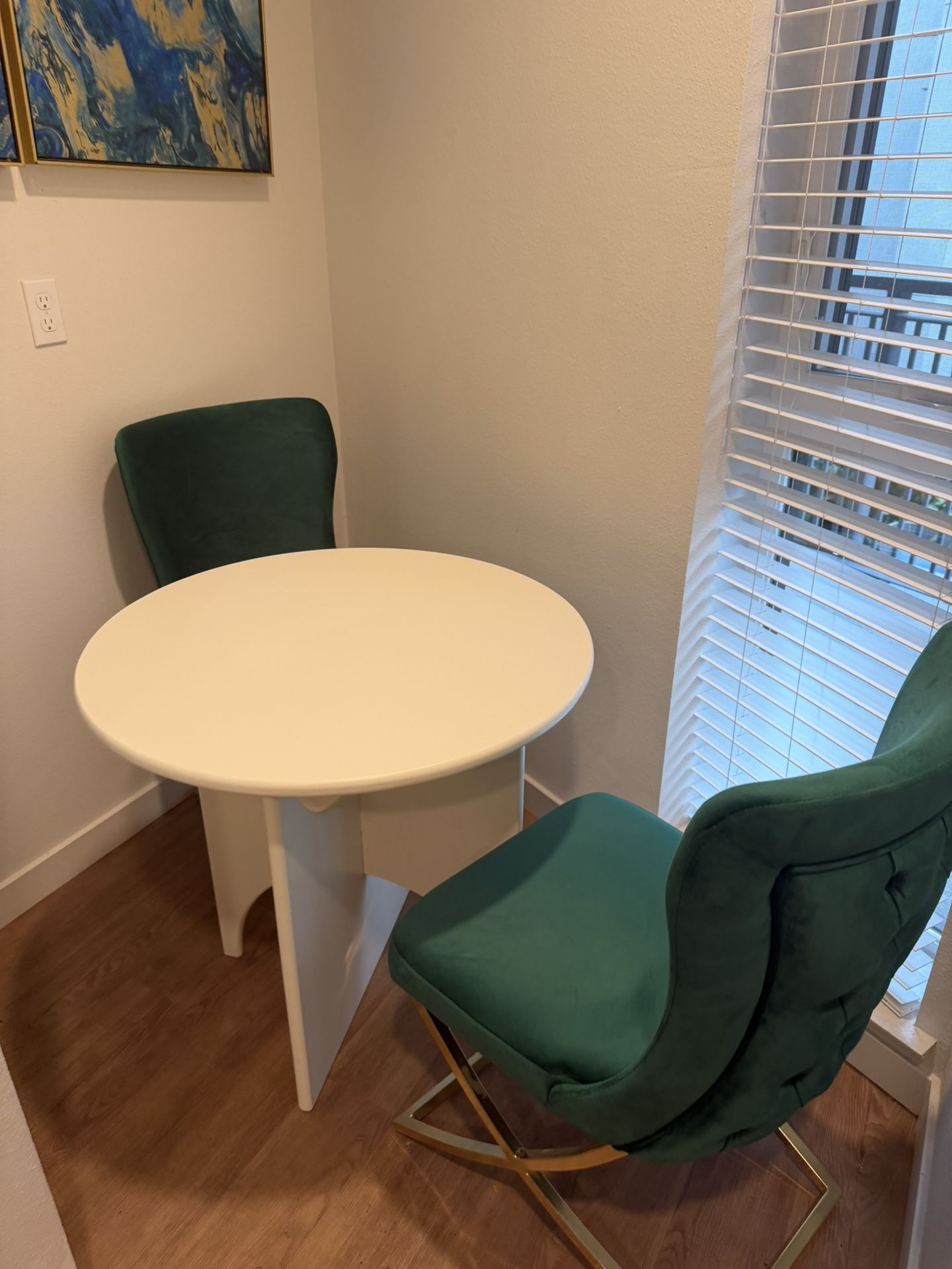 Two Luxury Chairs And Coffee Dining Table And Wall Art