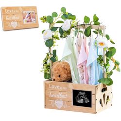 Baby Shower Crate Closet with Picture Frames,