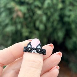 Cat Ring. Sensory Ring. Japanese Glass Beads