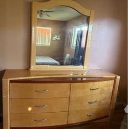 Dresser with mirror and 1 night stand