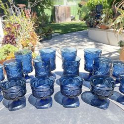 Vintage 1960s Noritake Cobalt Blue “Spotlight” Glassware – Set of 16 – Excellent Condition!