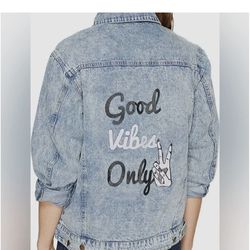 Pacsun good vibes denim jacket