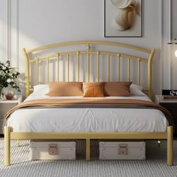 Gold Bed frame And Mattress