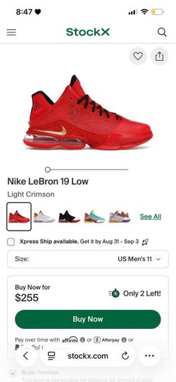 Nike LeBron 19 Low; Size 11