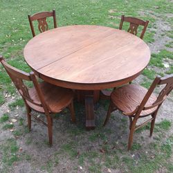 Solid Wood Dining Table & 4 Chairs For Sale 