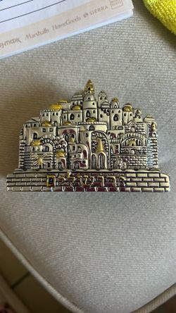 Silver- plated Card holder sculpture of the Old City of Jerusalem