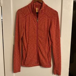 Lole Striped Mock Neck Jacket Size S UPF 50+ Stretch Pockets