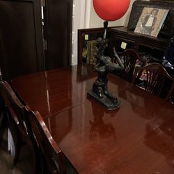 Antique Wooden Table + 6 Chairs