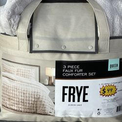 Frye 3-piece faux fur comforter set in Queen size