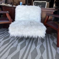 Faux Sheepskin Upholstered Accent Chair - White