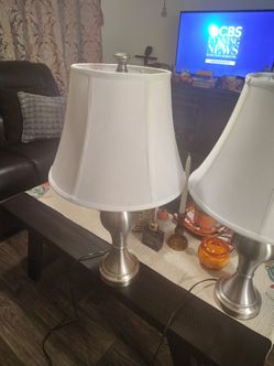 Silver and white lamps