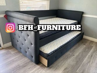 Twin/twin Size Charcoal Daybed With Orthopedic Mattress