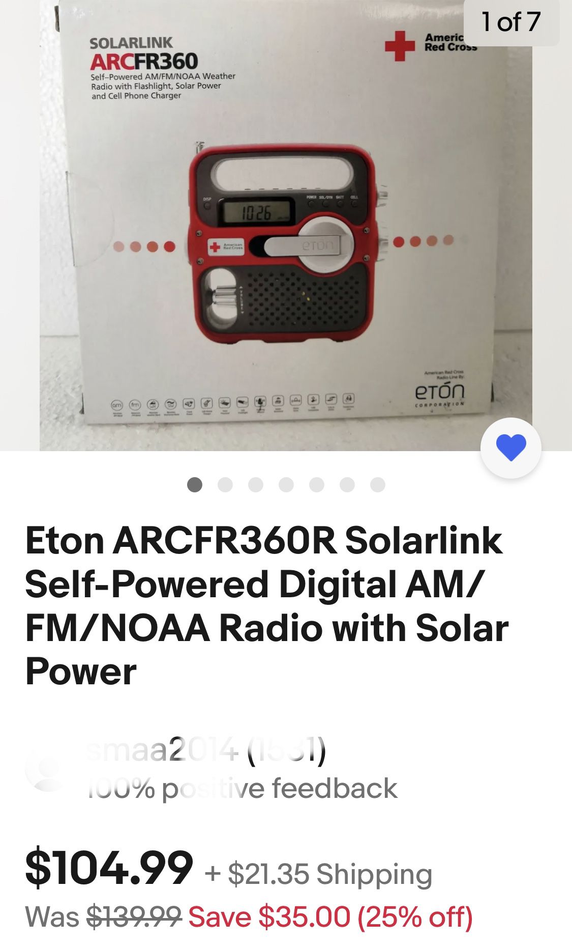 Eton ARCFR360R $47 Self-Powered Digital AM/FM